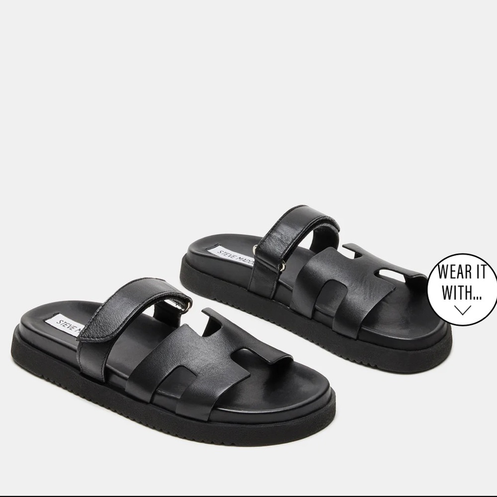 Steve Madden Black Leather Sandals